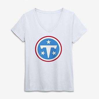 Women's Logo Athletic White Tennessee Titans V-Neck T-Shirt