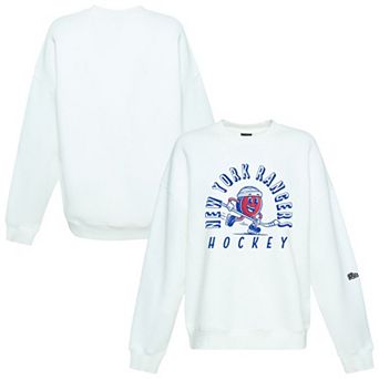 Women's Hype and Vice White New York Rangers Action Mascot Oversized Sweatshirt