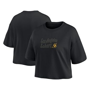 Women's Fanatics Los Angeles Lakers Blackout Wave Cropped Top