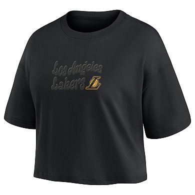Women's Fanatics Los Angeles Lakers Blackout Wave Cropped Top