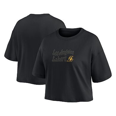 Women's Fanatics Los Angeles Lakers Blackout Wave Cropped Top