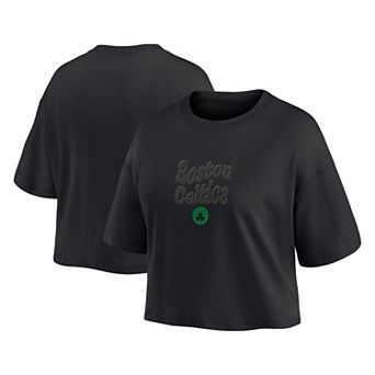 Women's Fanatics Boston Celtics Blackout Wave Cropped Top