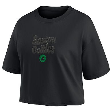 Women's Fanatics Boston Celtics Blackout Wave Cropped Top