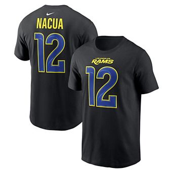 Men's Nike Puka Nacua Black Los Angeles Rams Carbon Name & Number T-Shirt