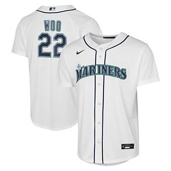 Youth Nike Bryan Woo White Seattle Mariners Baseline Jersey
