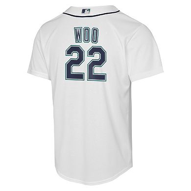 Youth Nike Bryan Woo White Seattle Mariners Baseline Jersey