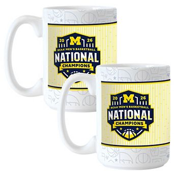 Logo Brands Michigan Wolverines 2026 NCAA Men's Basketball National Champions 15oz. Two-Piece Sublimated Mug Set