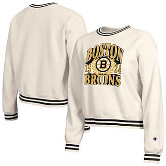 Women's Champion Cream Boston Bruins Bold Laurels Reverse Weave Yarn Crewneck Sweatshirt