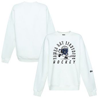 Women's Hype and Vice White Tampa Bay Lightning Action Mascot Oversized Sweatshirt