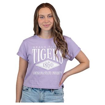 Women's Gameday Social Purple LSU Tigers Cropped Cuffed T-Shirt