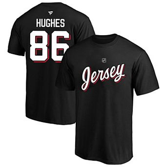 Men's Fanatics Jack Hughes Black New Jersey Devils Big & Tall Heat Check Name & Number T-Shirt