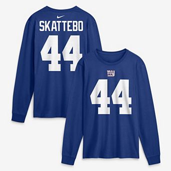 Men's Nike Cam Skattebo Royal New York Giants Name & Number Long Sleeve T-Shirt