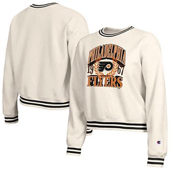 Women's Champion Cream Philadelphia Flyers Bold Laurels Reverse Weave Yarn Crewneck Sweatshirt