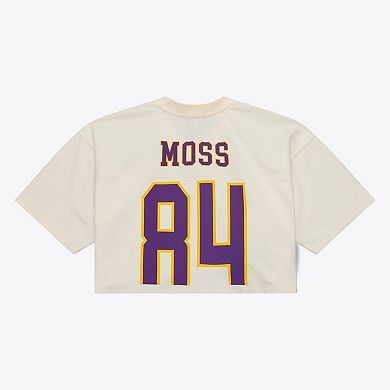 Women's Mitchell & Ness Randy Moss Cream Minnesota Vikings Retired Player Cropped Fashion Jersey