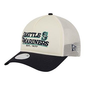 Women's New Era Light Beige/Navy Seattle Mariners Retro 9FORTY M-Crown A-Frame Trucker Adjustable Hat