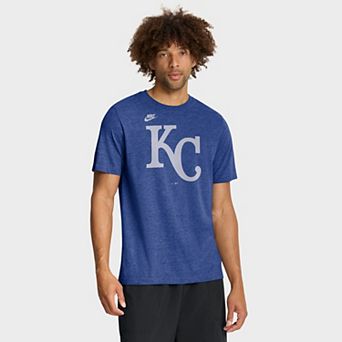 Men's Nike Heather Royal Kansas City Royals Cooperstown Logo Tri-Blend T-Shirt
