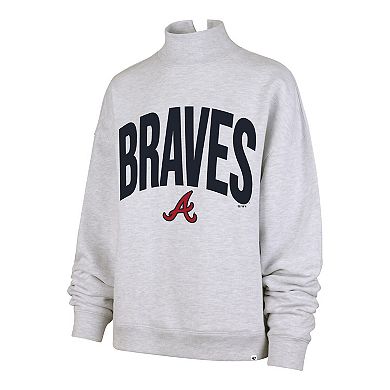 Women's '47 Heather Gray Atlanta Braves Subtle Muse Mock Neck Sweatshirt