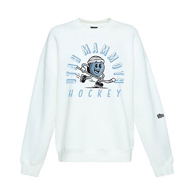 Women's Hype and Vice White Utah Mammoth Action Mascot Oversized Sweatshirt