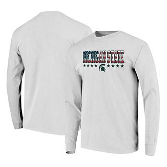 Men's White Michigan State Spartans Tall Type Flag Long Sleeve T-Shirt