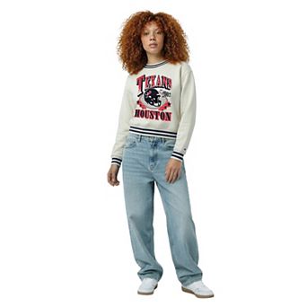 Women's Champion Cream Houston Texans Reverse Weave Fleece Sweatshirt