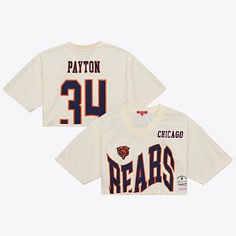 Women's Mitchell & Ness Walter Payton Cream Chicago Bears Retired Player Cropped Fashion Jersey