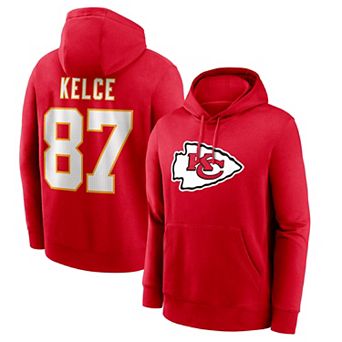 Men's Nike Travis Kelce Red Kansas City Chiefs Name & Number Hoodie