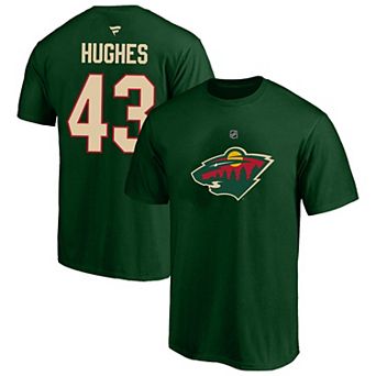 Men's Fanatics Quinn Hughes Green Minnesota Wild Big & Tall Heat Check Name & Number T-Shirt