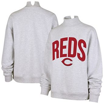 Women's '47 Heather Gray Cincinnati Reds Subtle Muse Mock Neck Sweatshirt