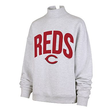 Women's '47 Heather Gray Cincinnati Reds Subtle Muse Mock Neck Sweatshirt