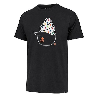 Men's '47 Black San Francisco Giants Ice Cream Helmet Franklin T-Shirt