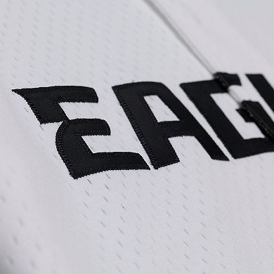 Men's Mitchell & Ness White Philadelphia Eagles Monochrome Mesh Full-Button Baseball Jersey