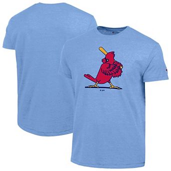 Men's Champion Light Blue St. Louis Cardinals Cooperstown Logo Tri-Blend T-Shirt