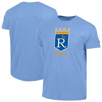 Men's Champion Light Blue Kansas City Royals Cooperstown Logo Tri-Blend T-Shirt
