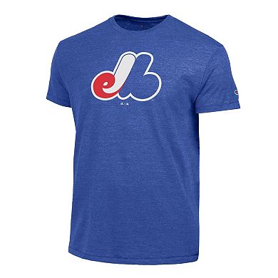 Men's Champion Blue Montreal Expos Cooperstown Logo Tri-Blend T-Shirt