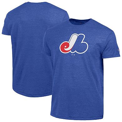 Men's Champion Blue Montreal Expos Cooperstown Logo Tri-Blend T-Shirt