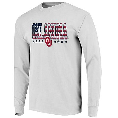 Men's White Oklahoma Sooners Tall Type Flag Long Sleeve T-Shirt