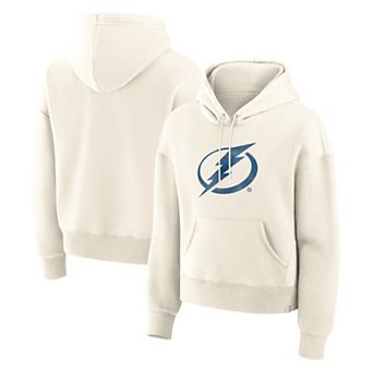 Women's Fanatics Cream Tampa Bay Lightning Distressed Logo Hoodie