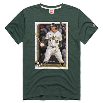 Men's Homage Nick Kurtz Green Athletics Topps Baseball Card Tri-Blend T-Shirt