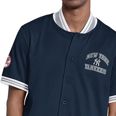Men's Starter Navy New York Yankees Button-Up Short Sleeve Jacket