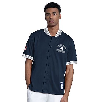 Men's Starter Navy New York Yankees Button-Up Short Sleeve Jacket