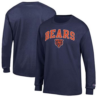 Men's Champion Navy Chicago Bears Arch Over Logo Long Sleeve T-Shirt