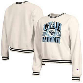 Women's Champion Cream Utah Mammoth Bold Laurels Reverse Weave Yarn Crewneck Sweatshirt