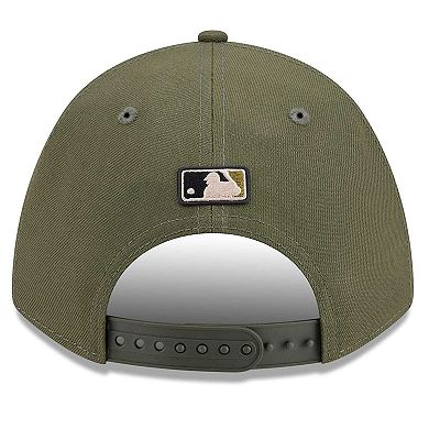 Youth New Era Olive Miami Marlins 2026 Armed Forces Day 9FORTY M-Crown Adjustable Hat