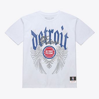 Men's Mitchell & Ness White Detroit Pistons Old English Classic T-Shirt