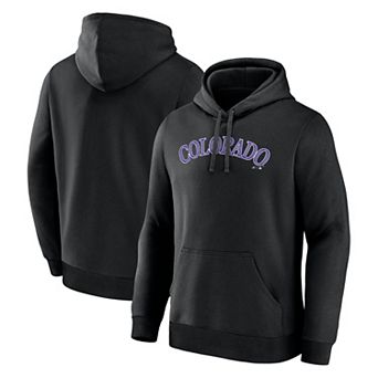 Men's Logo Athletic Black Colorado Rockies Wordmark Hoodie