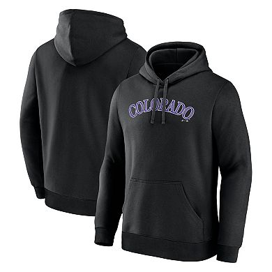 Men's Logo Athletic Black Colorado Rockies Wordmark Hoodie