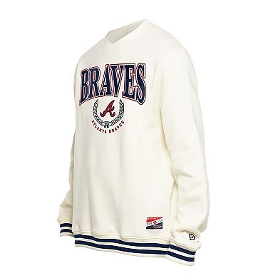 Men's New Era White Atlanta Braves Throwback Sweatshirt