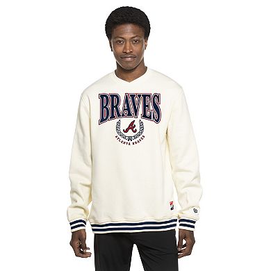 Men's New Era White Atlanta Braves Throwback Sweatshirt