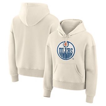 Women's Fanatics Cream Edmonton Oilers Distressed Logo Hoodie