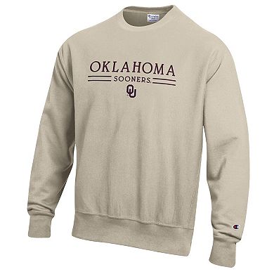 Men's Champion Oatmeal Oklahoma Sooners Reverse Weave Crewneck Sweatshirt
